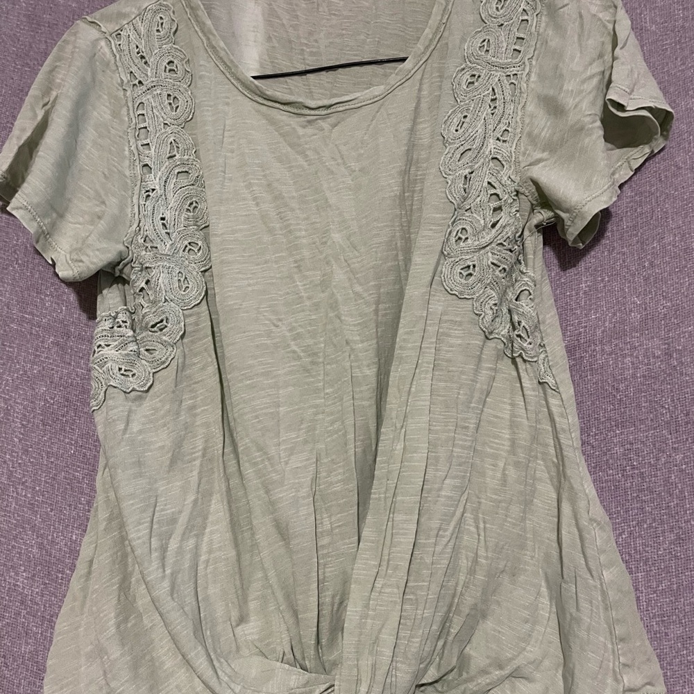 Rewind Green Embellished Tie Front Blouse